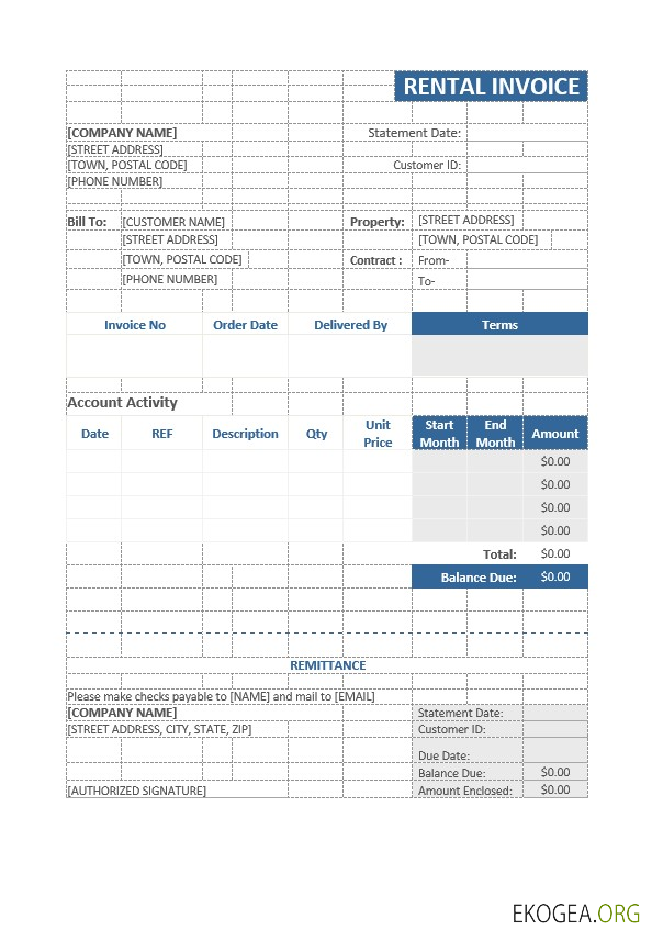 Exemple de modèle de facture de location